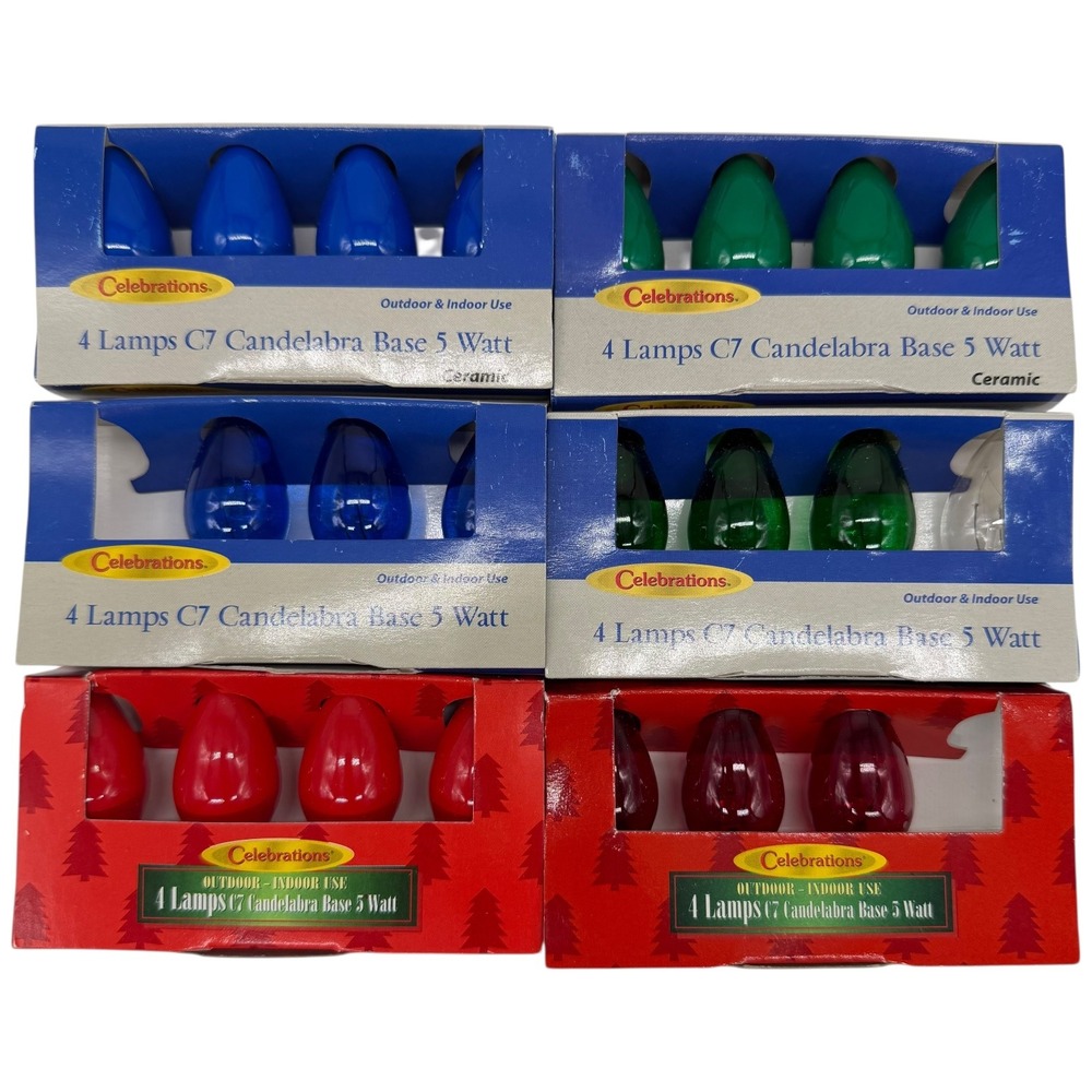Celebrations C7 Ceramic Bulbs Lot of 6 Packs 5W Candelabra Base Multicolor
